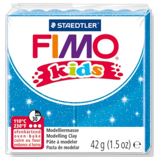 Fimo Kids modellera Glitter Blue (8030-312), 42g