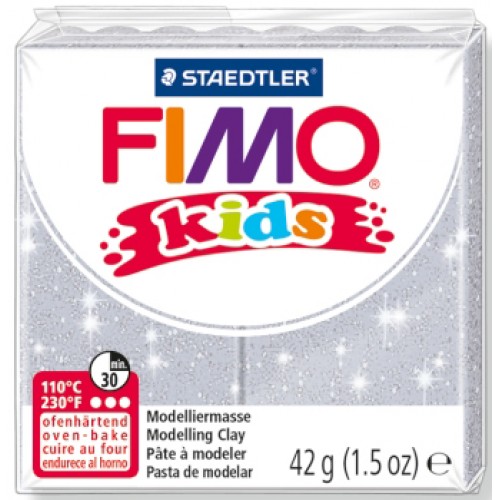 Fimo Kids modellera Glitter Silver (8030-812), 42g