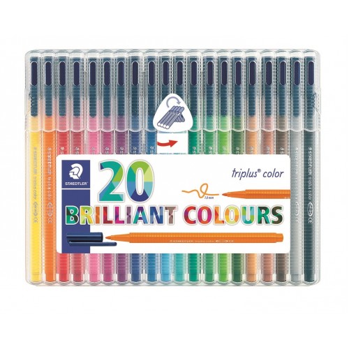 Fiberspetspenna Staedtler Triplus Color 323 SB20, 20 färger/fp