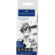 Faber-Castell 6 PITT Artist Pen Mangaka Set, 6 pennor/fp