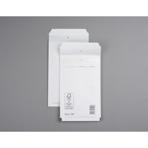 Bubbelpåse/Luftbubbelpåse, 115x215mm, Vit 10/fp