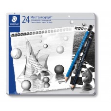 Pennset: Blyertspennor Staedtler Mars Lumograph 9B-9H + Lumograph Black, 24/fp