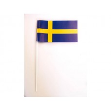 Handflagga, flagga Sverige, Svenska flaggan, 12x22cm, på pinne, 38,5cm, 50 flaggor/fp