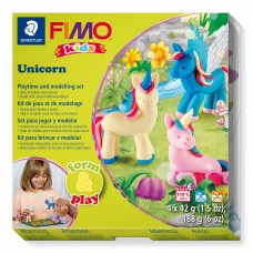 Modellera-set: Modellera Fimo Kids (8034 19), form&play, Unicorn (Enhörning), 4 x 42 gram