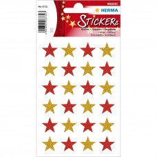 Dekorationsetiketter Stickers Herma Magic 3732, Stjärnor, Glitter, 15mm, Två färger, 24 etiketter/fp