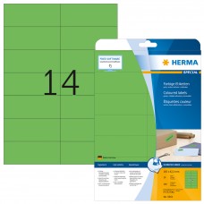 Etikett Herma Special 5061, färgade etiketter, avtagbara, A4, 105x42,3mm, Grön, 20 ark/fp (280 st etiketter)